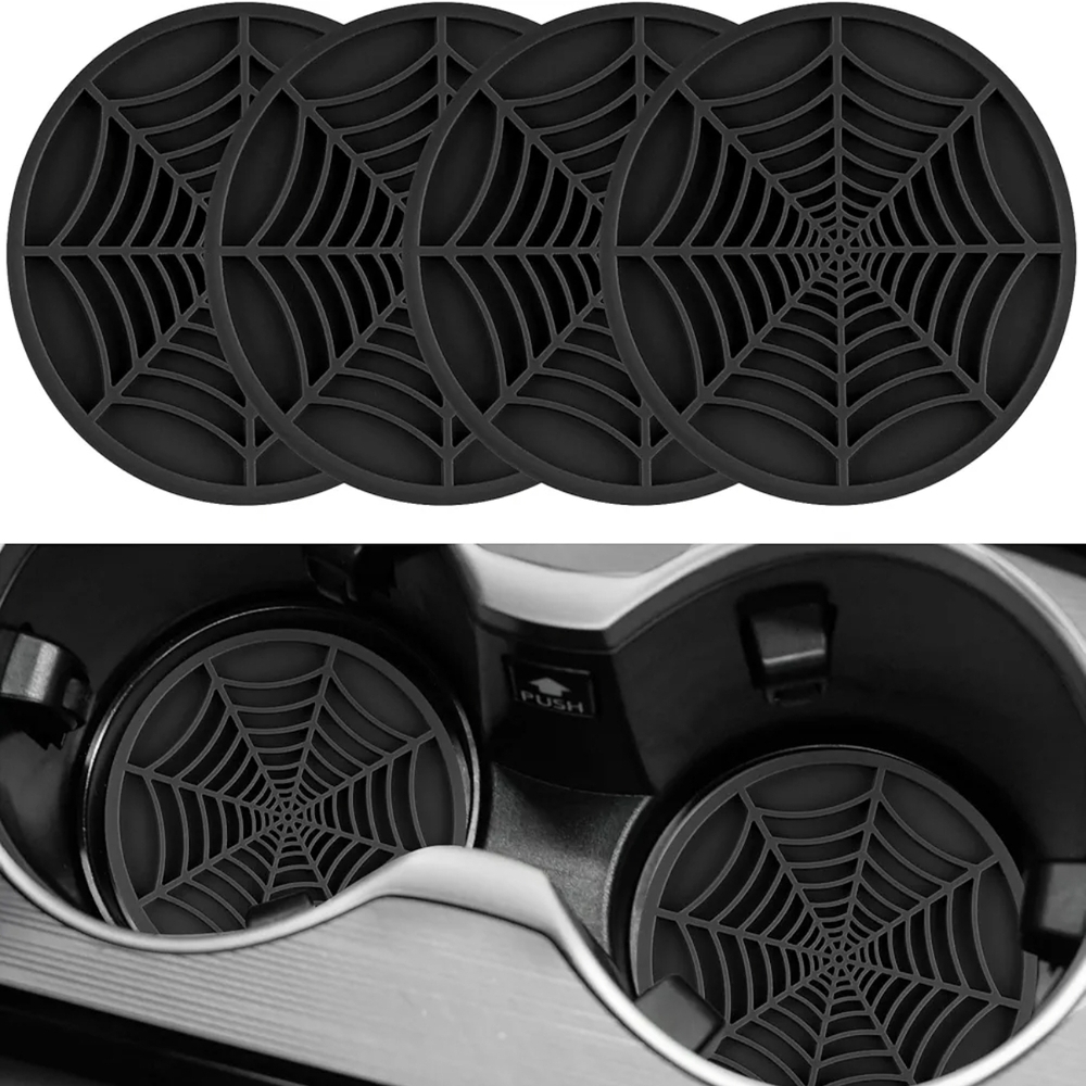 Black Spiderweb Car Coasters